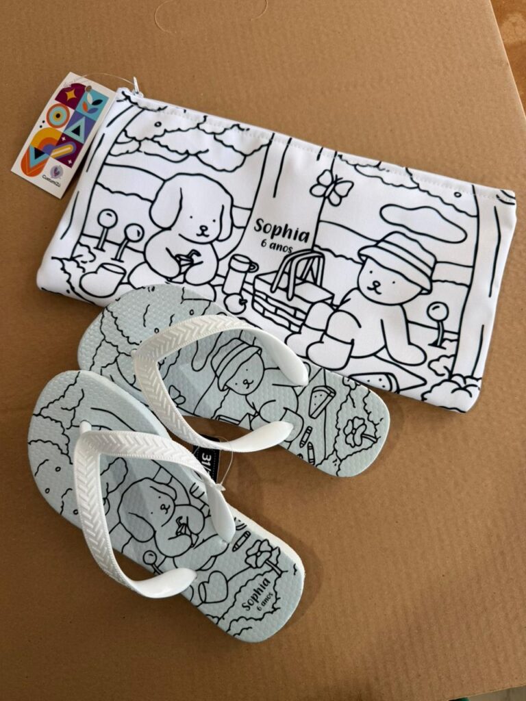 chinelo personalizado festa infantil fabricado pela custumizu